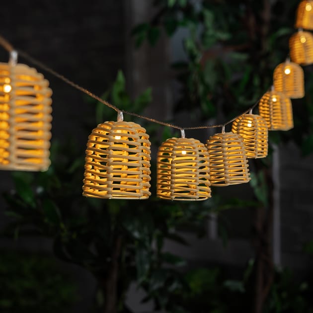 Firefly 10 Rattan String Solar Lights | Home Bargains