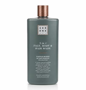 Serene 3 In 1 Face, Body & Hair Wash 1L - Sandalwood & Patchouli 