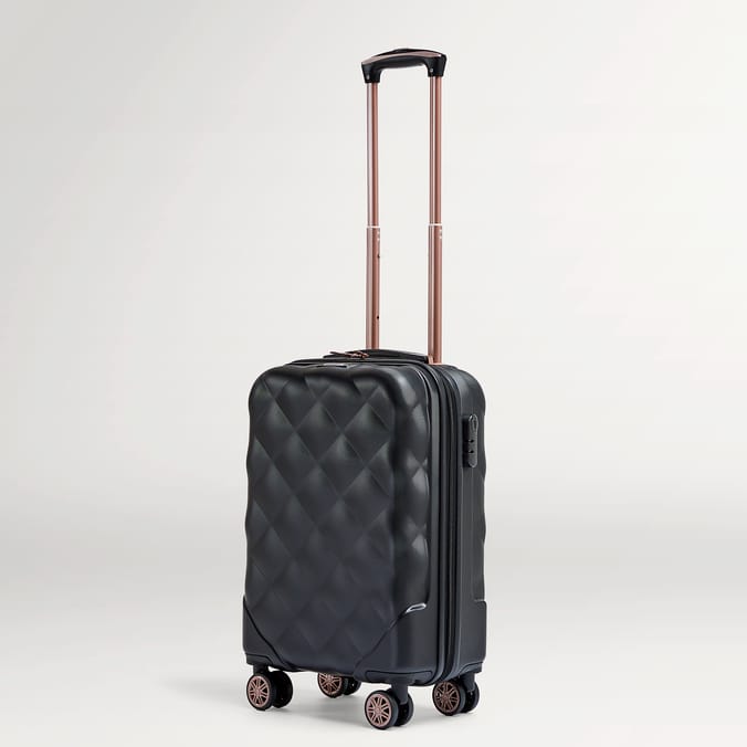 Salisburys Embossed Quilted Shell Suitcase - Black