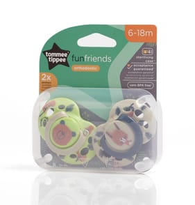   Tommee Tippee Fun Soother 2 Pack 6-18m - Green Bear