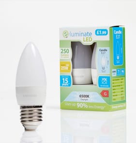 E-Luminate LED Candle E27 Daylight Light Bulb 2 Pack - 250 Lumens