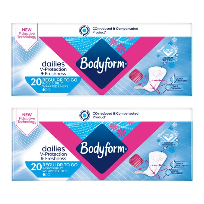 Bodyform Dailies Normal Scented Panty Liners 20 Pack x2
