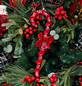 Festive Feeling Alpine Woods Christmas Candy Cane With Bow