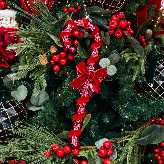 Festive Feeling Alpine Woods Christmas Candy Cane With Bow