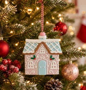 Sleigh Bells Gingerbread Hanging Decoration - House