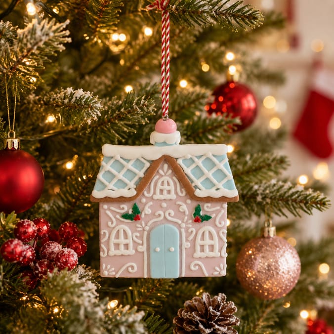 Sleigh Bells Gingerbread Hanging Decoration - House