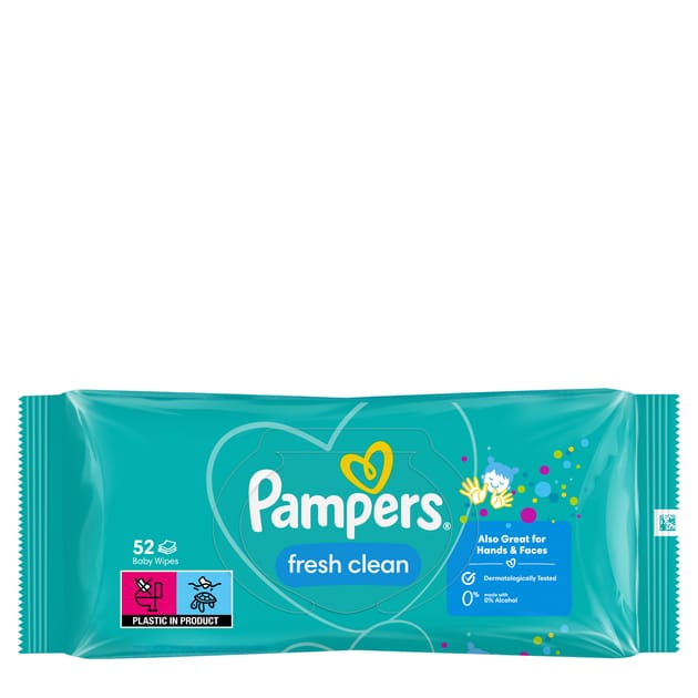 Pampers Fresh Clean Baby Wet Wipes 52's Home Bargains