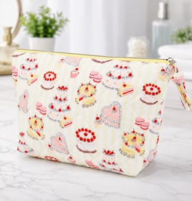 Yellow Stripe Cake Cosmetic Bag