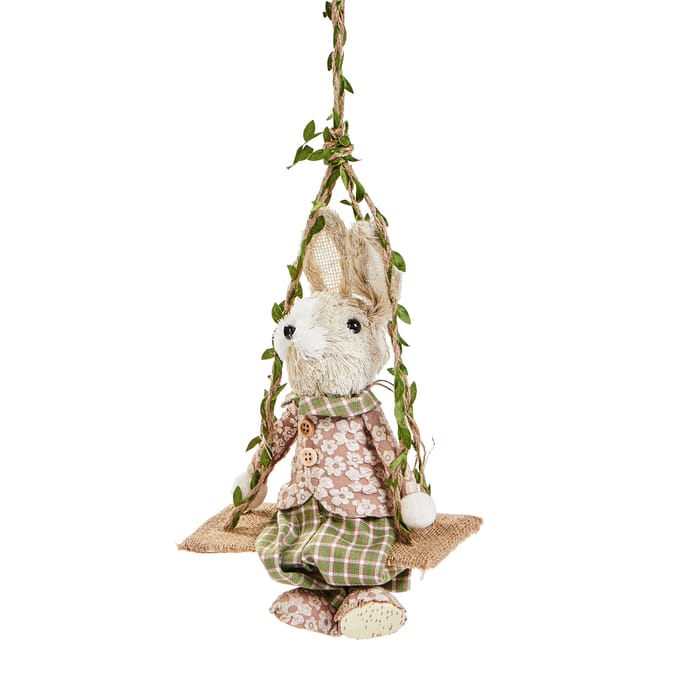 Spring Time Bunny On Swing