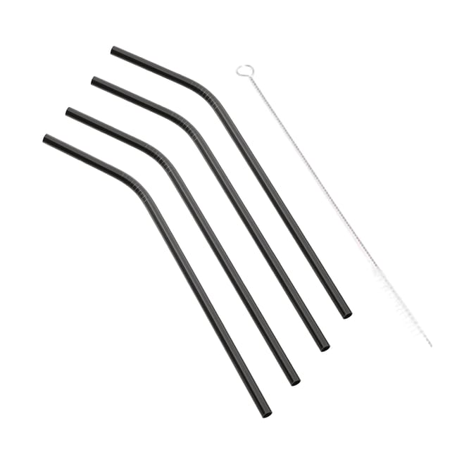 Eco Friendly Reusable Drinking Straws 4 Pack - Black