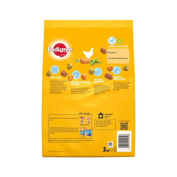 Pedigree Dry Complete Adult Dog Food with Chicken & Vegetables 3kg