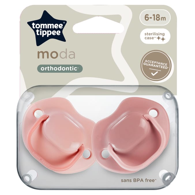 Tommee Tippee Moda Soothers with Steriliser Pod 6-18m