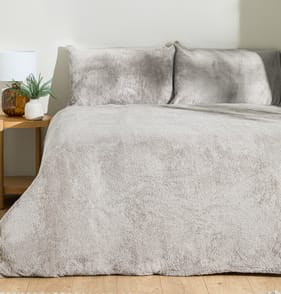 The Winter Warmer Collection Teddy Double Duvet Set - Grey