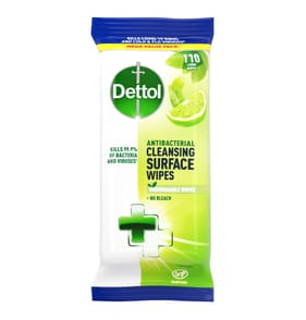 Dettol Antibacterial Cleansing Large Surface Wipes 110s - Lime & Mint 