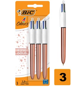 Bic 4 Colours Rose Gold Ball Pens 3 Pack