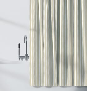 Shower Curtain With Hooks - 2 Tone Green Stripes