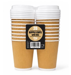 20 Disposable Takeaway Cups & Lids - Natural