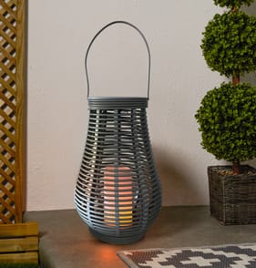 Firefly Tall Grey Solar Candle Lantern