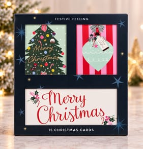 Festive Feeling Pink Christmas Cards 15 Pack