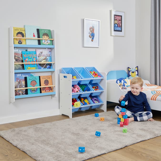 Liberty House Toys Kids Picture Book Wall Bookshelf - White & Blue