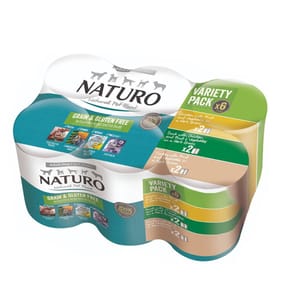 Naturo Adult Dog Grain & Gluten Free Variety Pack Cans in a Herb Gravy 390g x6