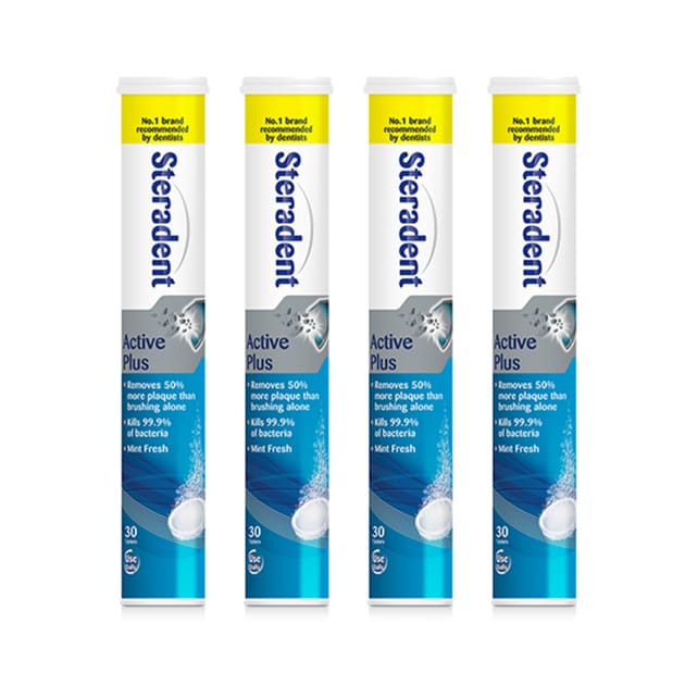 Steradent Active Plus Denture Tablets 30s x4 Home Bargains