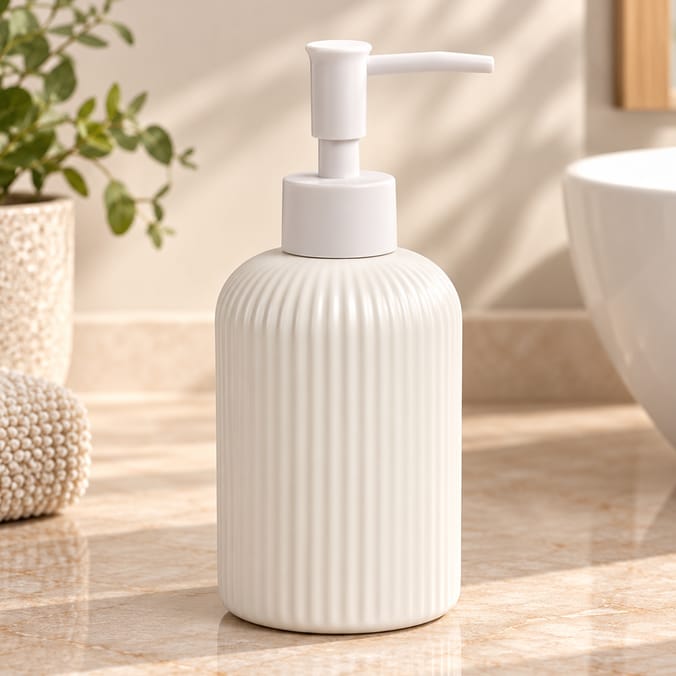 Ribbed Ceramic Soap Dispenser