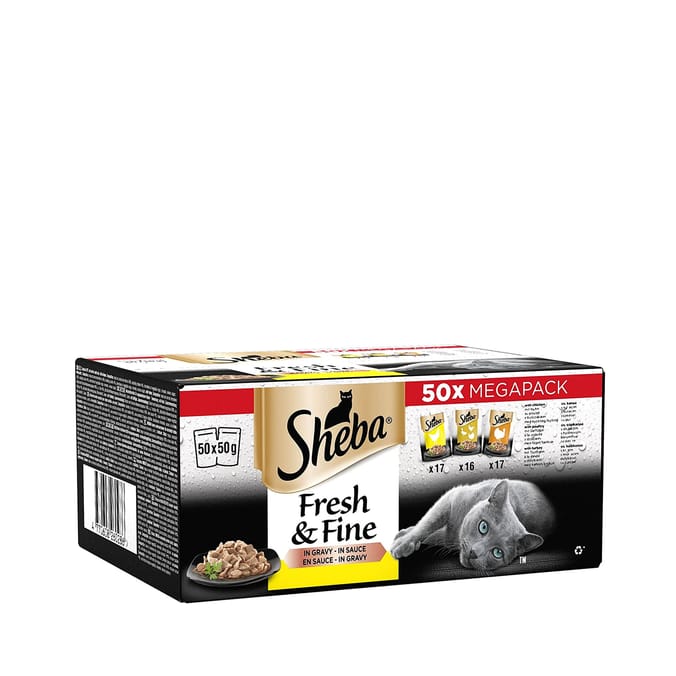 Sheba Fresh & Fine Poultry In Gravy Wet Cat Food Pouches 50 x 50g