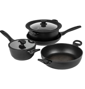 Prestige Nadiya Black Round Aluminium Non-Stick Cookware Set Pack of 4
