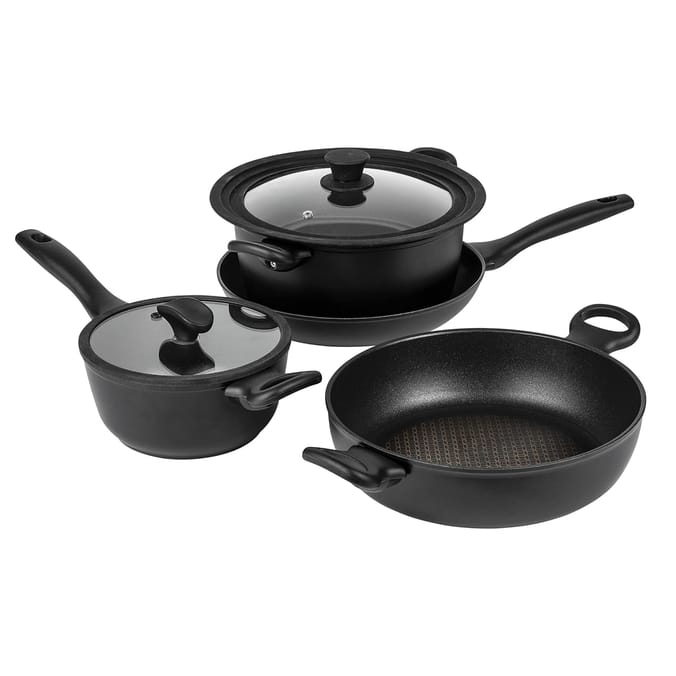 Prestige Nadiya Black Round Aluminium Non-Stick Cookware Set Pack of 4