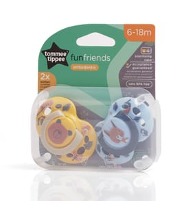  Tommee Tippee Fun Soother 2 Pack 6-18m - Yellow Bear