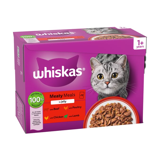 Whiskas Adult 1+ Duo Surf and Turf in Jelly Wet Cat Food Pouches 12 x 85g