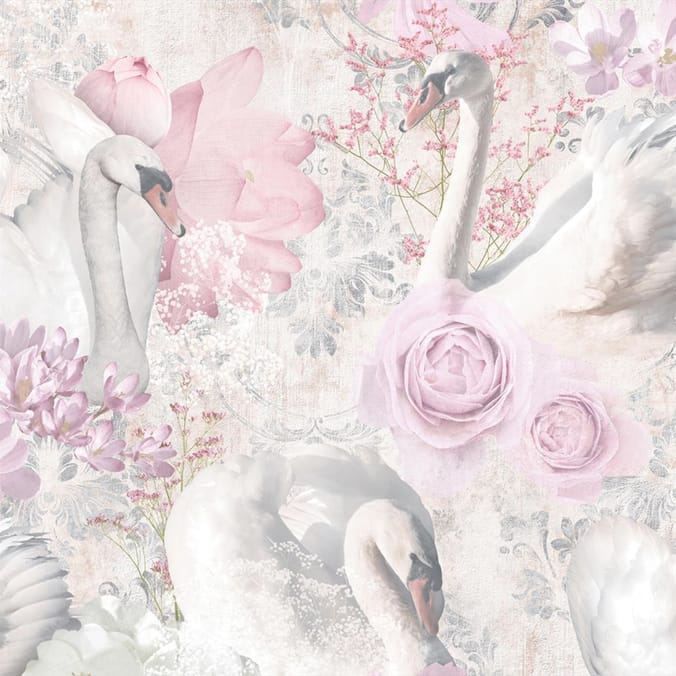 Glitter Swans Wallpaper 90700 - Pink