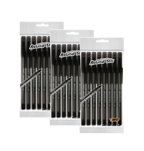 Bic Round Stic Ballpoint Black Pens 8 Pack x3