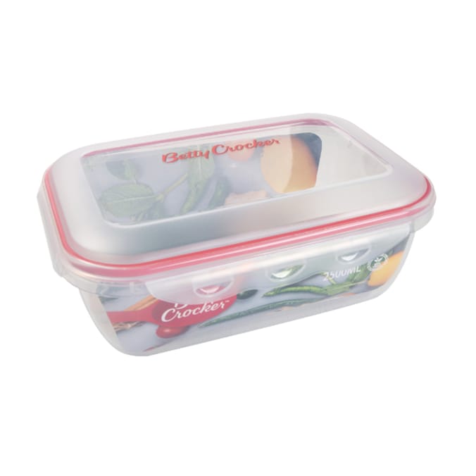 Betty Crocker 2500ml Rectangular Food Container Transparent & Red