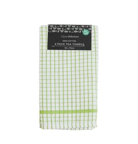 Open Kitchen 2 Pack Tea Towels - Green