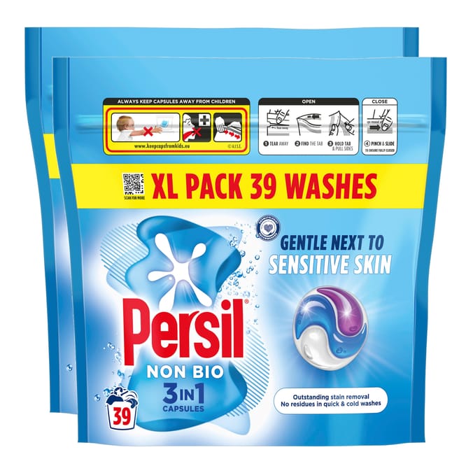 Persil 3-in-1 Washing Capsules 2x 39 Washes - Non Bio