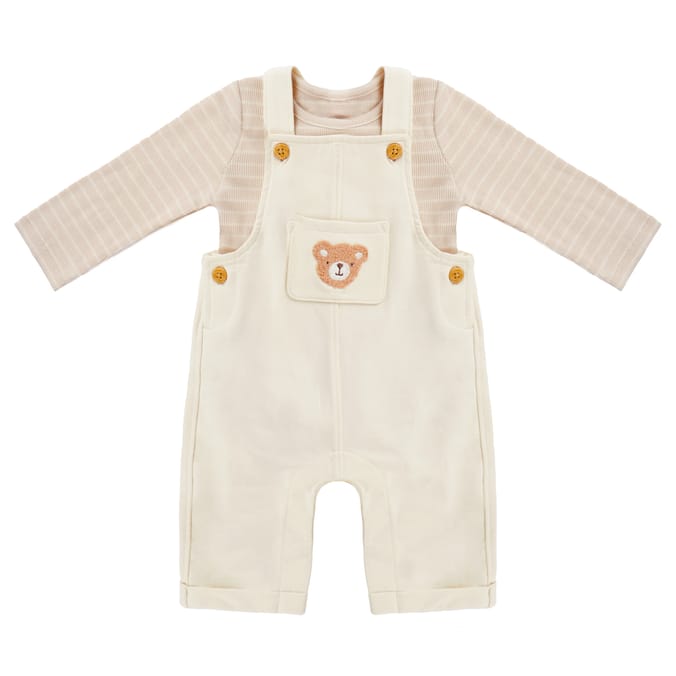 Pure Baby Long Sleeve Bodysuit & Dungarees Set
