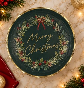 Festive Feeling Paper Plates 10 Pack - Green