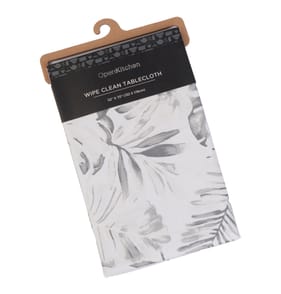 Open Kitchen Wipe Clean Tablecloth - Grey Leaf