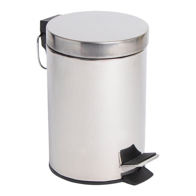 Bathroom Chrome Pedal Bin 3l - Silver