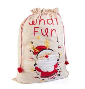 Sleigh Bells Large Canvas Novelty Christmas Sack - Oh What Fun