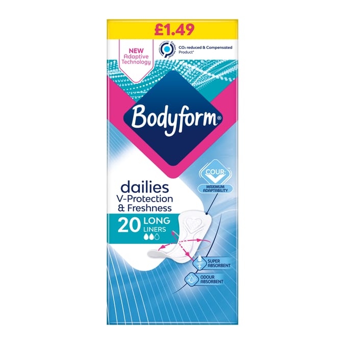 Bodyform Dailies Cour-V Long Panty Liners 20 pack