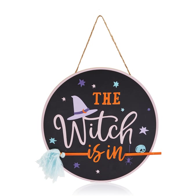Spooks & Spells Round Witch Plaque