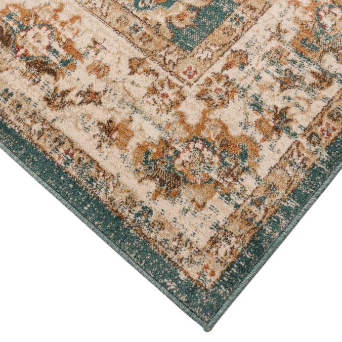 Asiatic Raja Border Runner RA02 - Teal/Cream