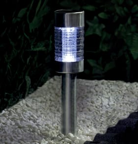 Firefly LED Solar Light Bollard Stake - Silver