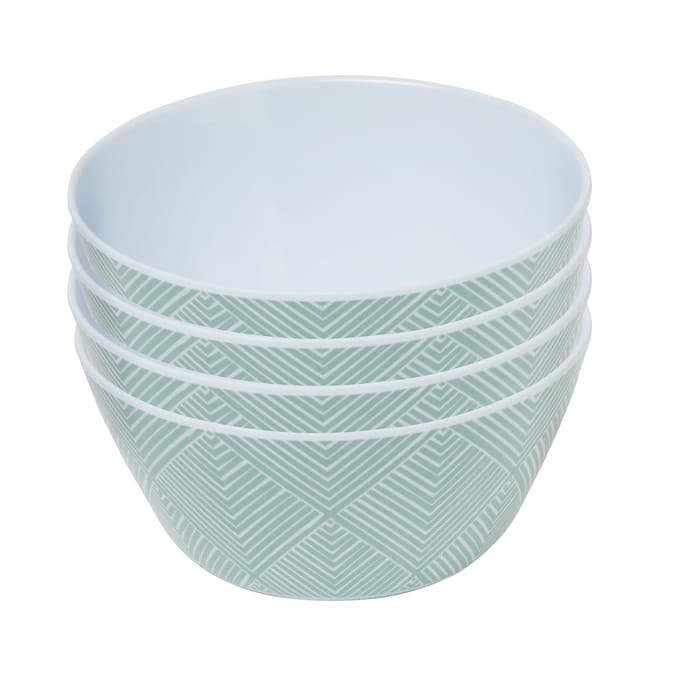 The Outdoor Living Collection Melamine 4 Chevron Bowl Set - Green