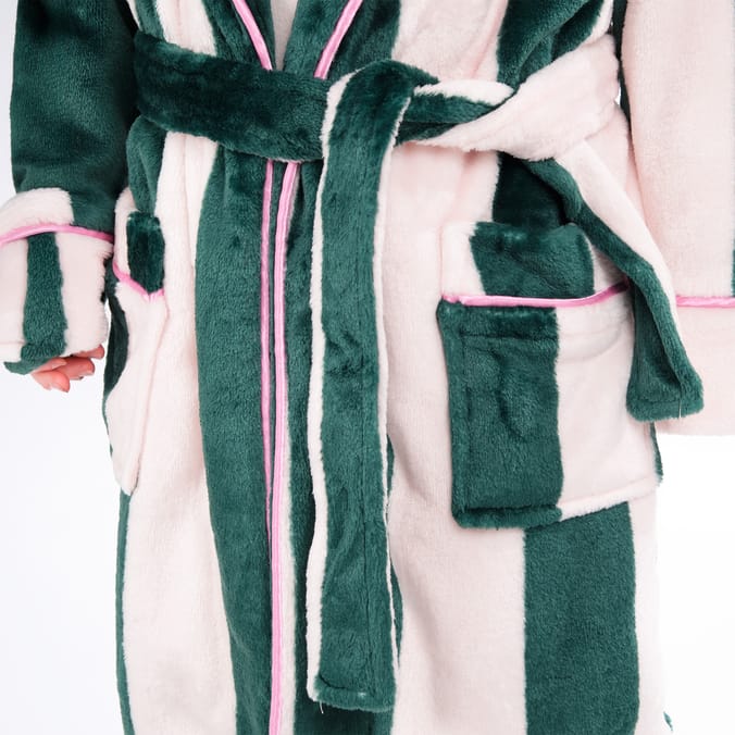 Originals Kids Pink & Green Striped Dressing Gown