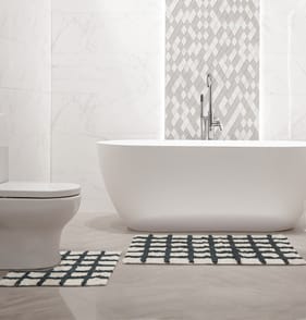 Tufted 2 Piece Checkered Bath & Pedestal Mats - Black