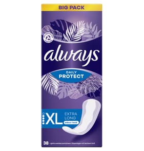 Always Daily Protect Extra Long Liners Odour Lock 38s